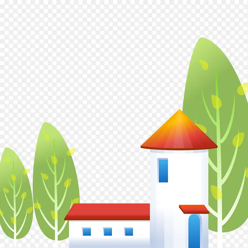 卡通房屋和树木设计