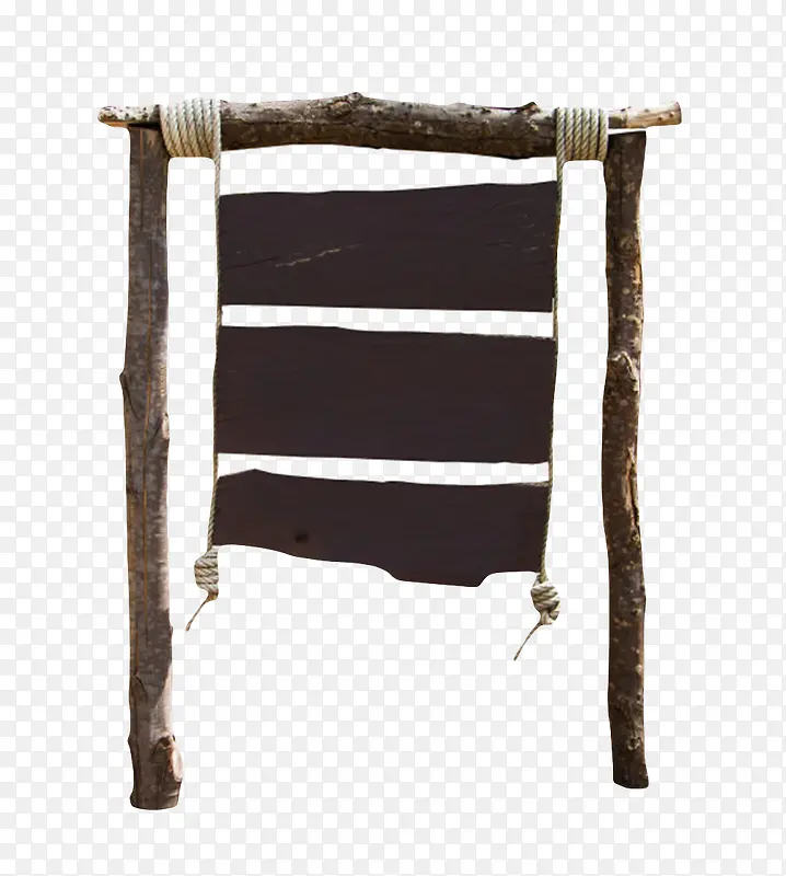 黑色用绳子围绕挂着的木板实物