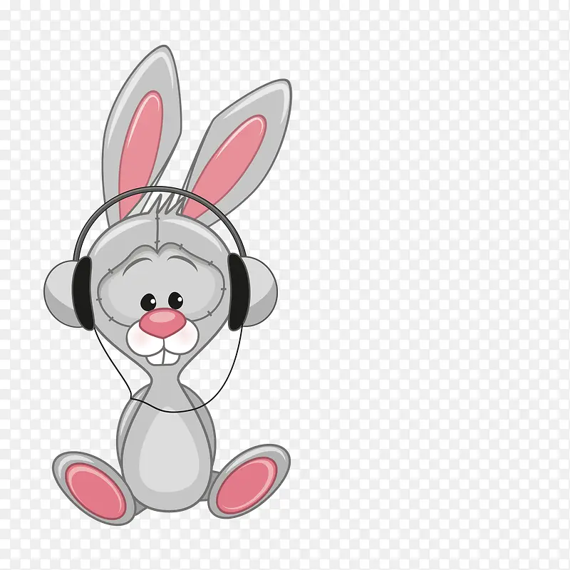 戴耳机的兔子简图