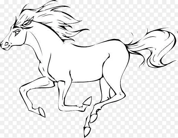 手绘动物奔跑的马免抠图