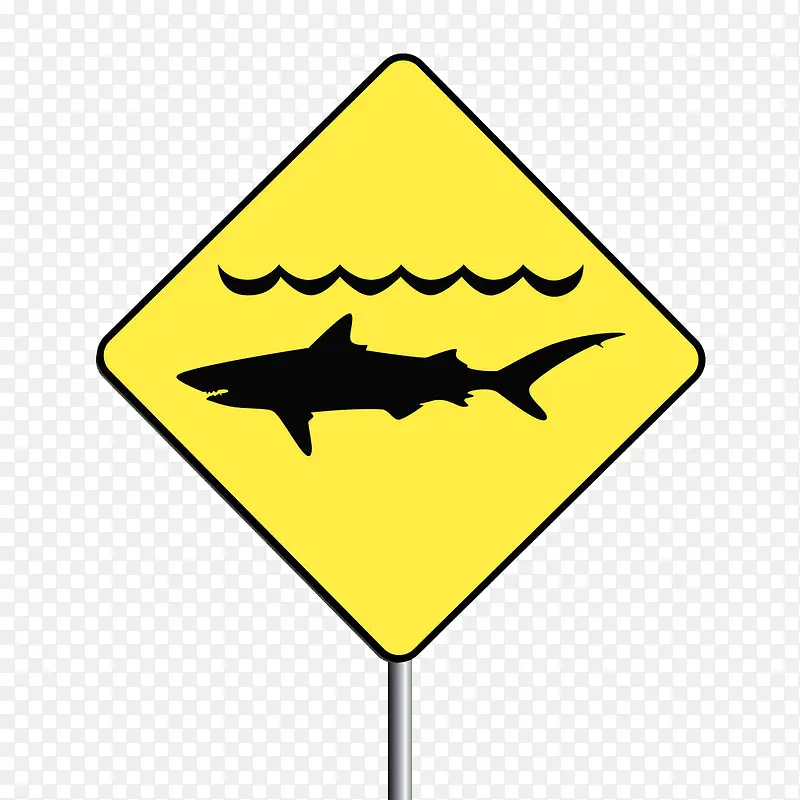 扁平水池菱形鲨鱼提示牌免抠