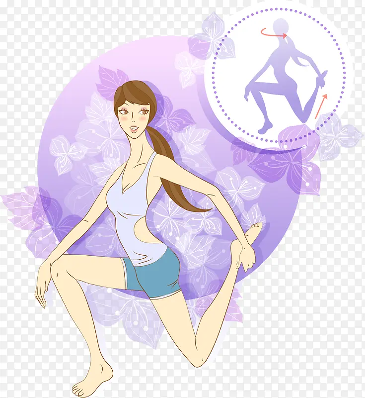 插画韩国美女瑜伽
