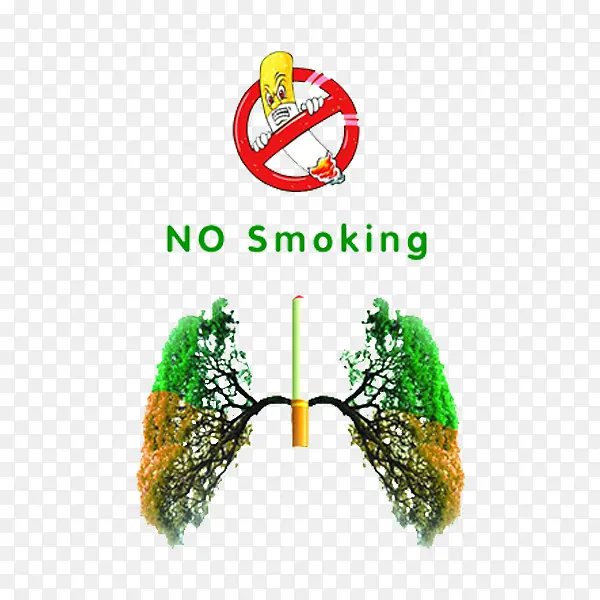 禁止吸烟和吸烟者损伤的肺部
