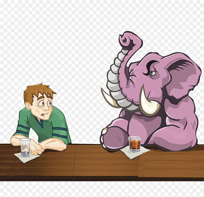 在酒吧与大象的共饮