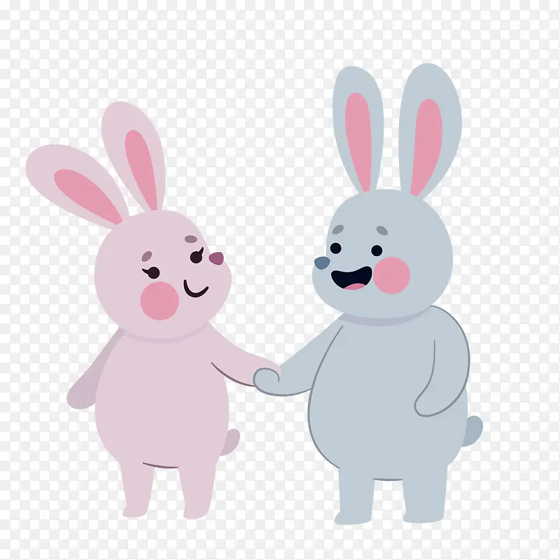 粉色灰色可爱动物兔子