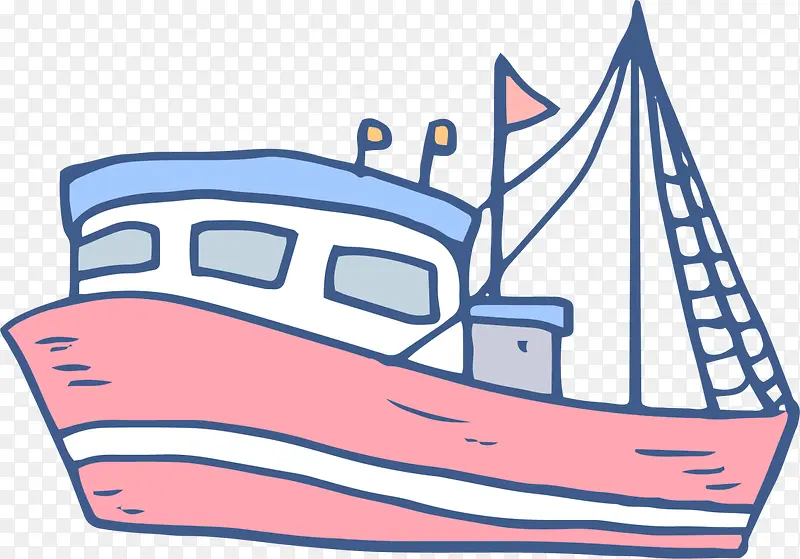 儿童手绘粉色轮船