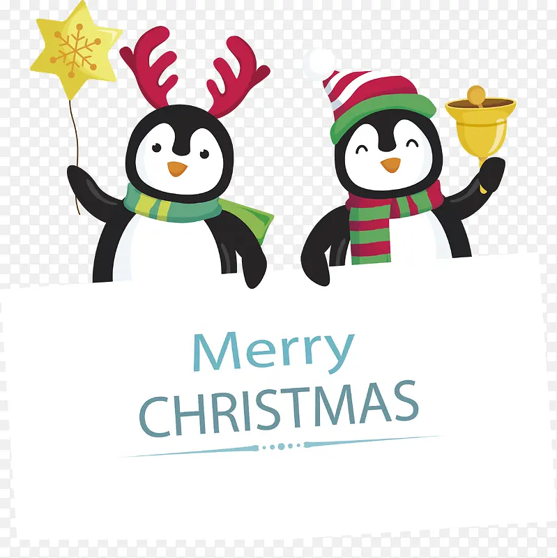 圣诞节可爱的小企鹅展板