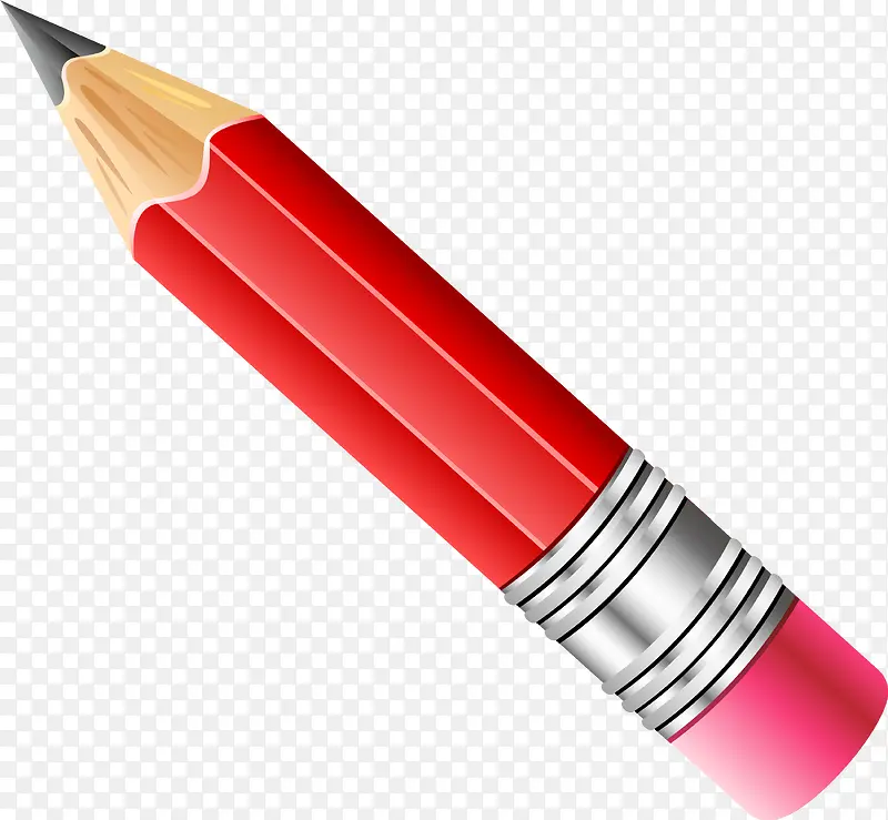 红色简约卡通铅笔