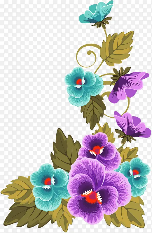 紫色手绘花朵装饰图案