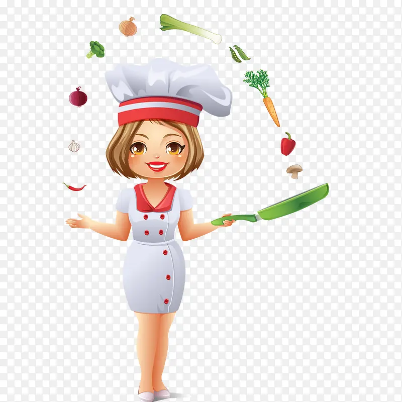 卡通美女厨师人物设计