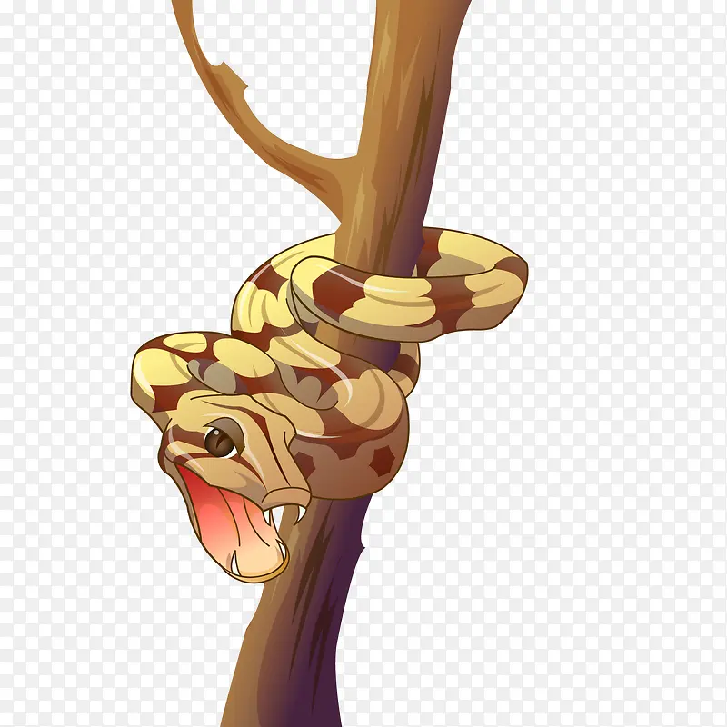卡通树枝上的蛇设计