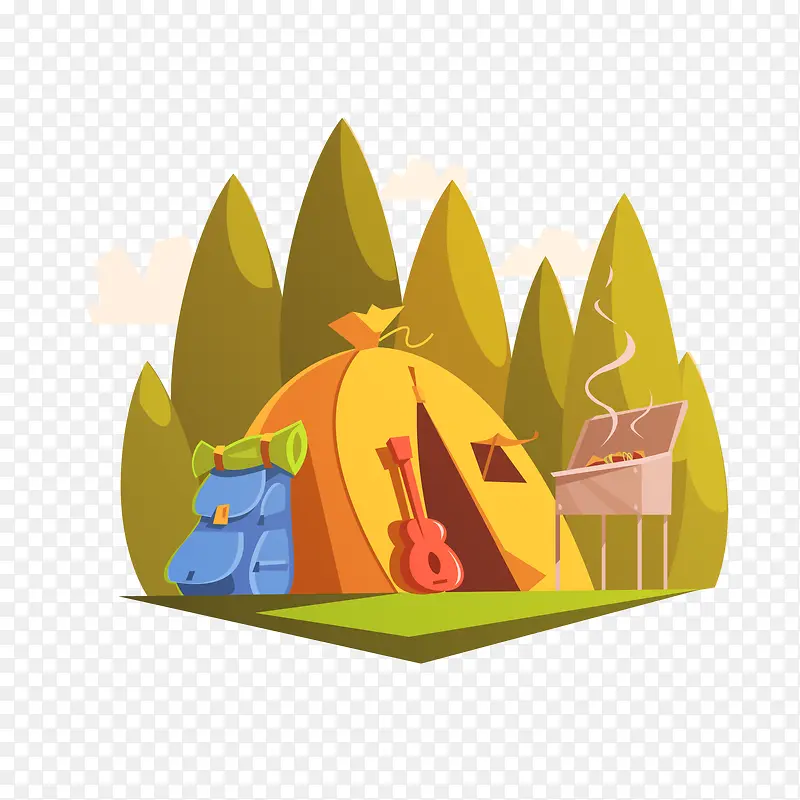 野外野营帐篷矢量图