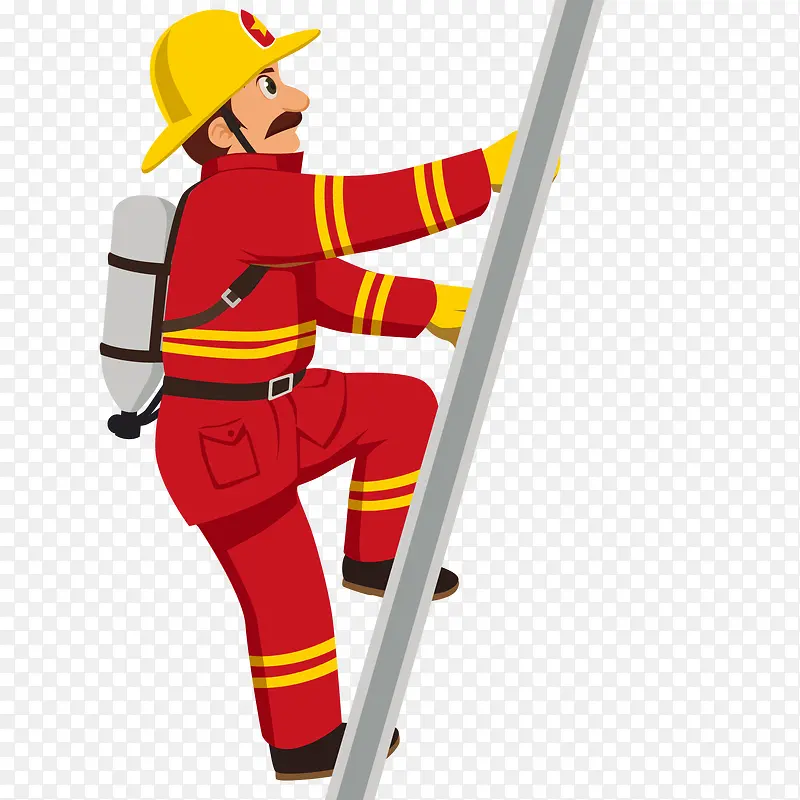 攀爬梯子的消防人员