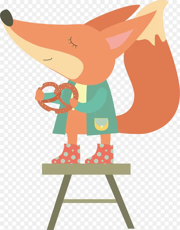 矢量图站在凳子上的狐狸