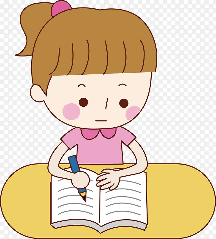 卡通写作业女孩场景图PNG图片素材下载_图片编号ybglzvdq-免抠素材网