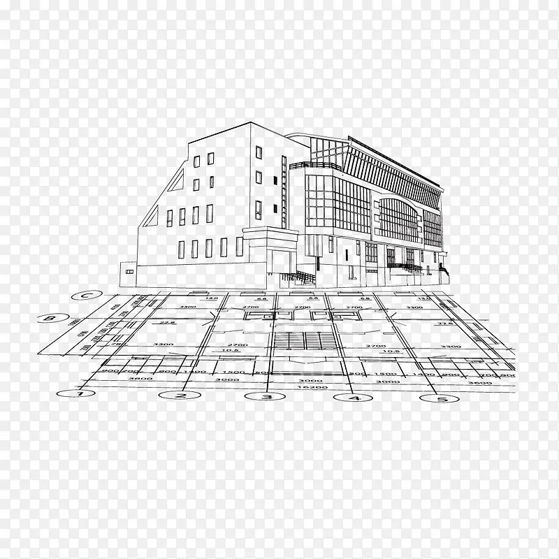 楼层建筑线稿
