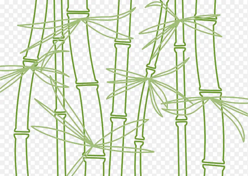 绿色手绘线条竹子