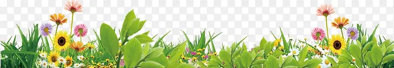 绿色清新花丛草地装饰图案