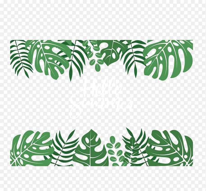 绿色棕榈树叶边框