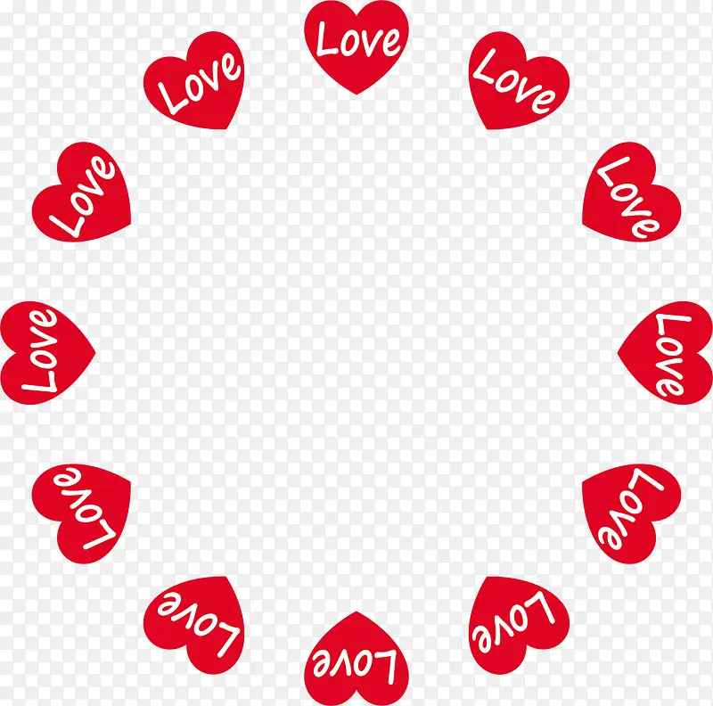 红色爱心圆形框架