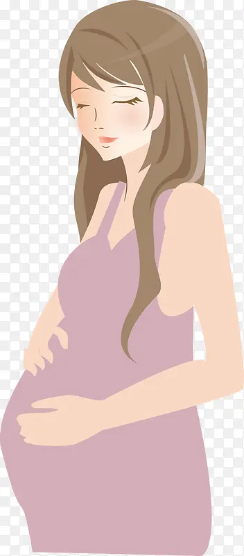 紫色微笑卡通母亲节孕妇