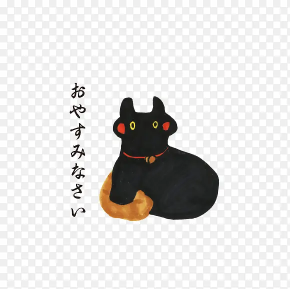 日式传统吉祥物黑猫