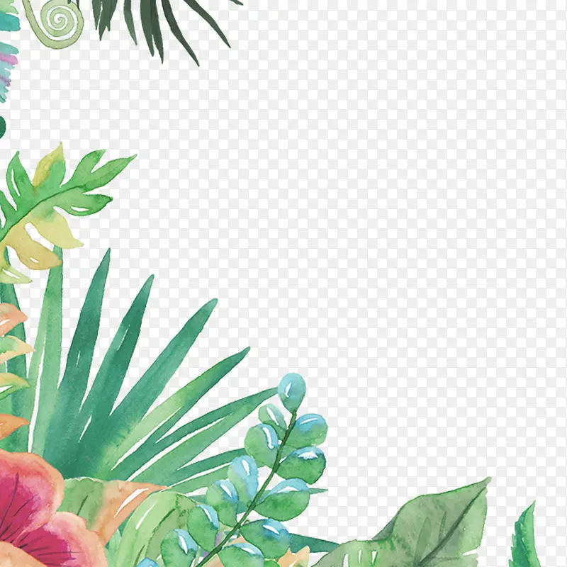 手绘植物叶子装饰海报