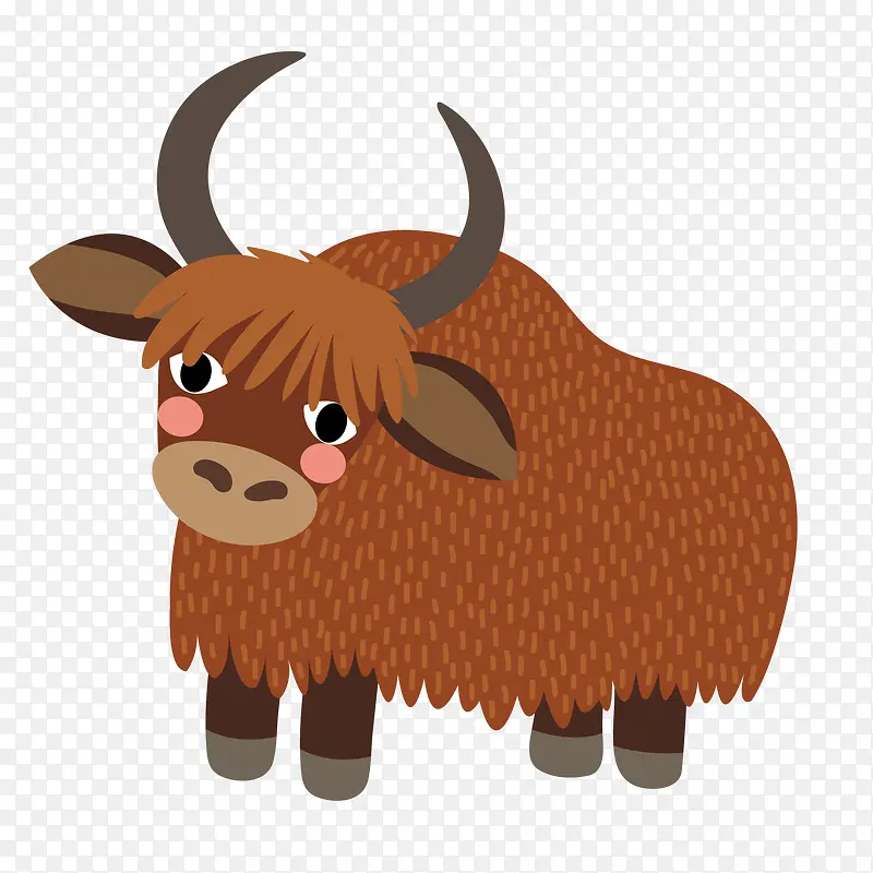 棕色的牦牛动物设计