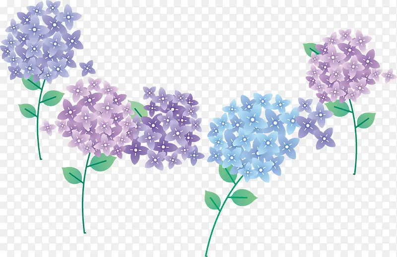 矢量手绘清新紫色花朵素材