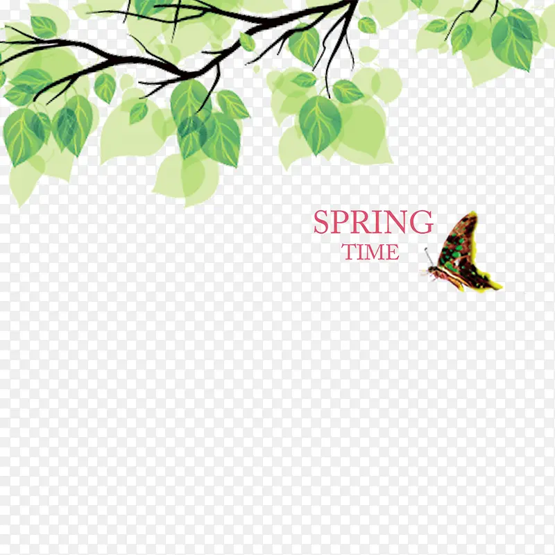 绿色叶子春季海报装饰