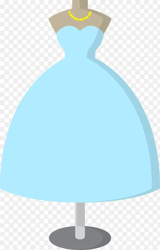 蓝色卡通长裙素材图