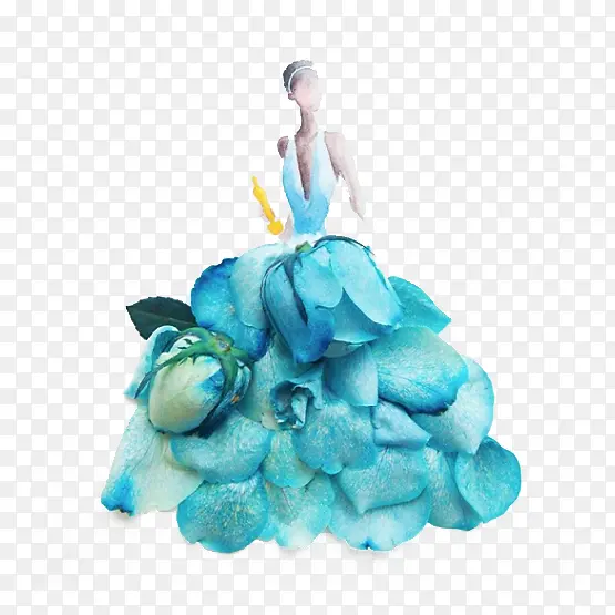 蓝玫瑰大气花朵礼服