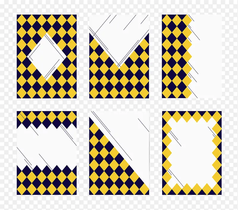 黄黑规则菱形卡片图案