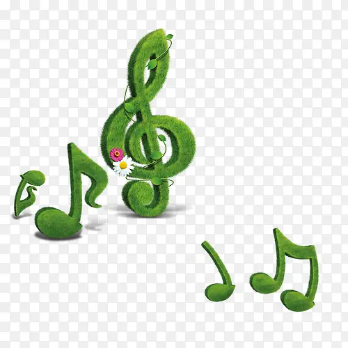 绿色植物音符素材免费下载