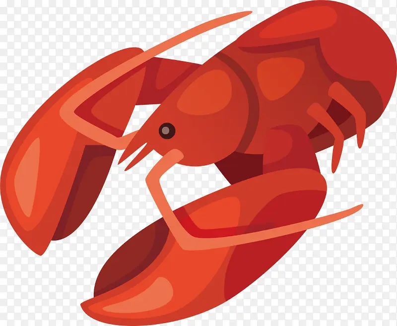 红色龙虾卡通手绘