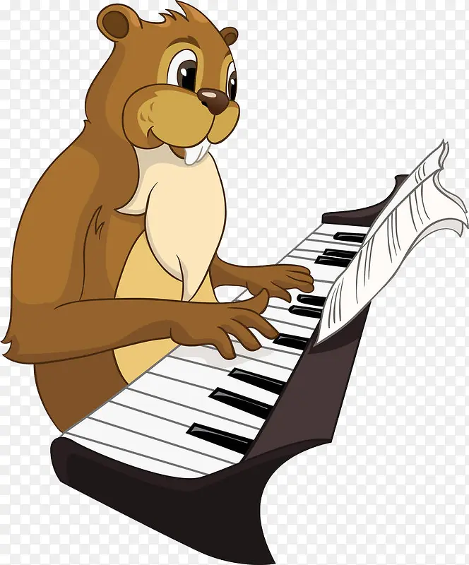 看着乐谱弹奏的兔子