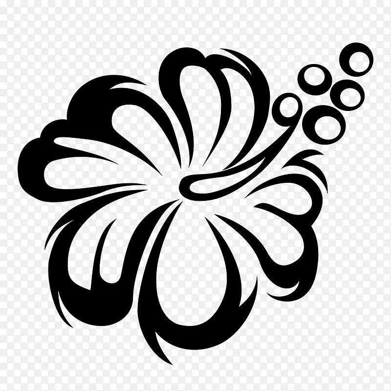 黑白花卉手绘花纹