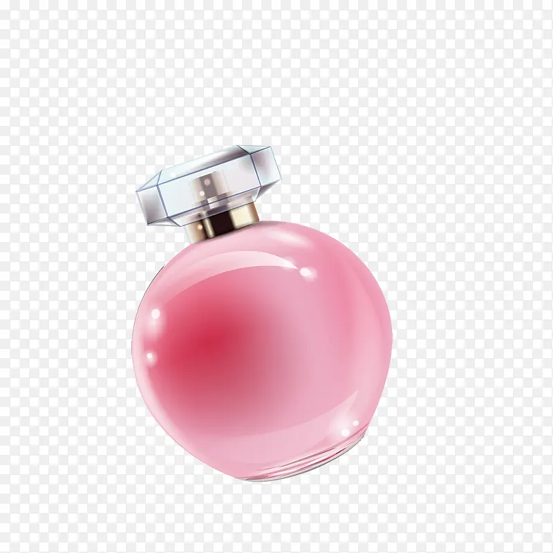 彩绘粉色香水圆瓶素材
