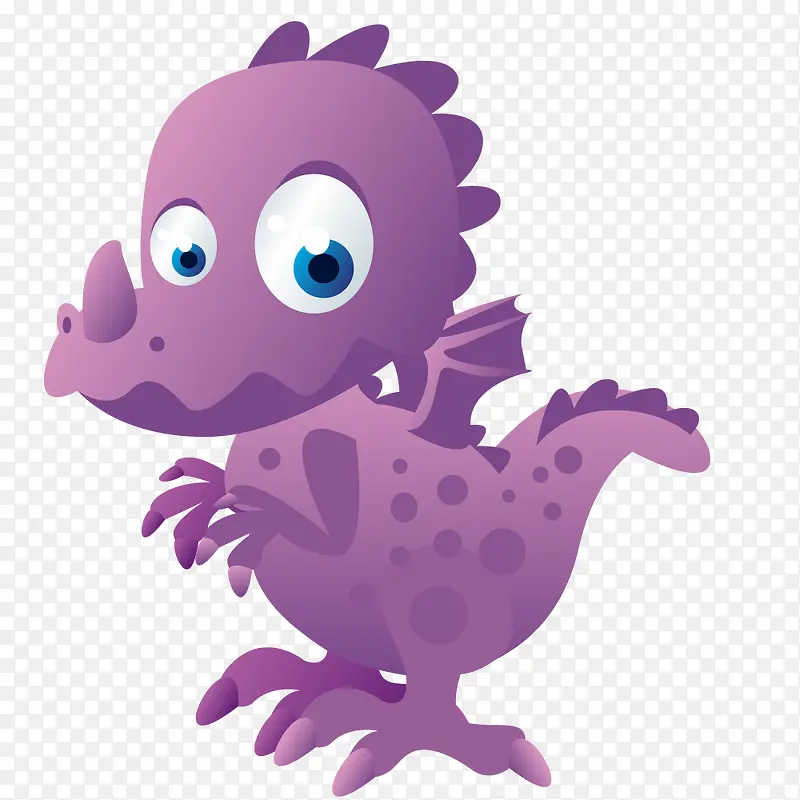 手绘卡通紫色小恐龙