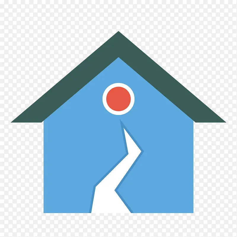蓝色房屋裂缝灾害图标