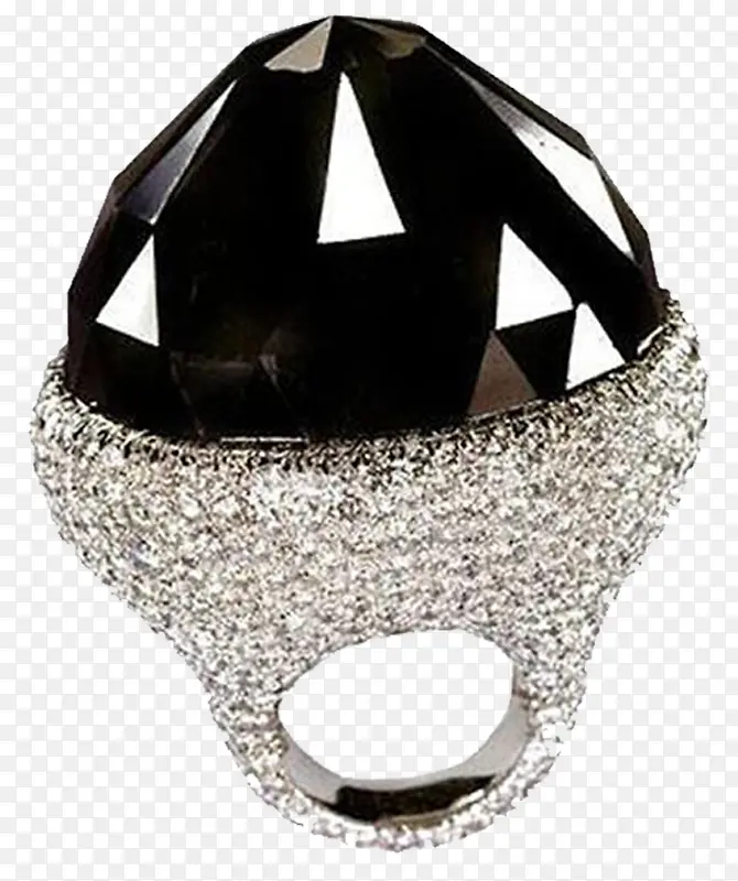 黑色橡果钻石戒指实物促销
