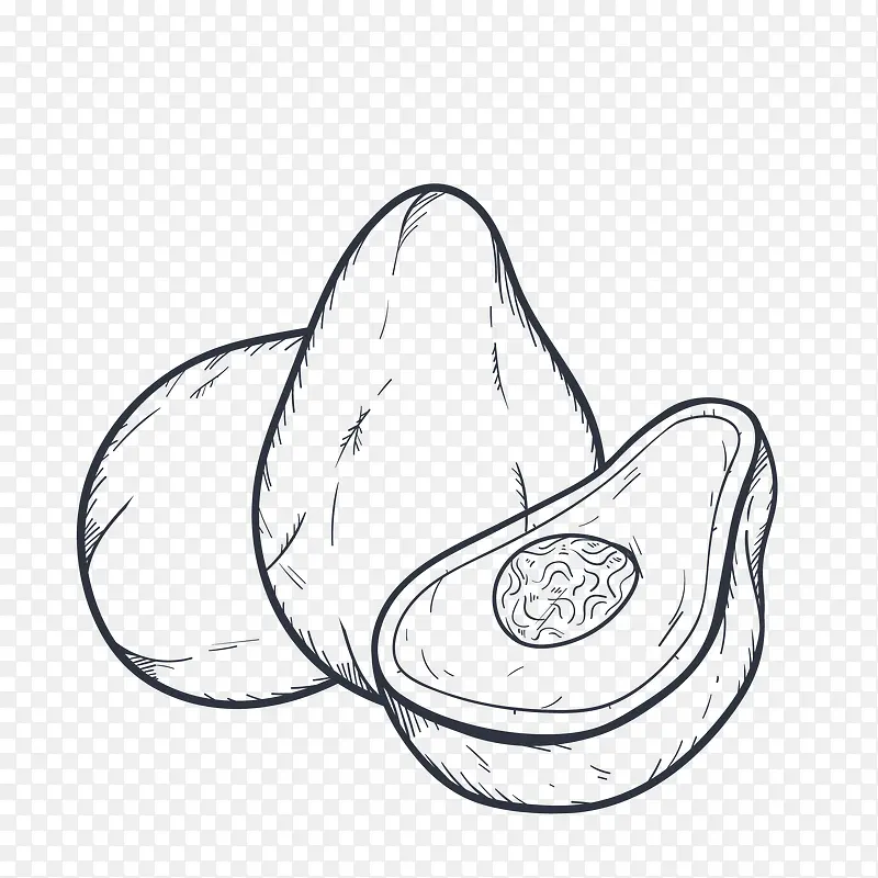 水果牛油果素描图标