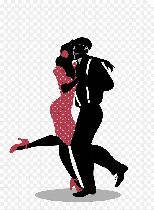 跳踢踏舞的女人和男人时尚插画