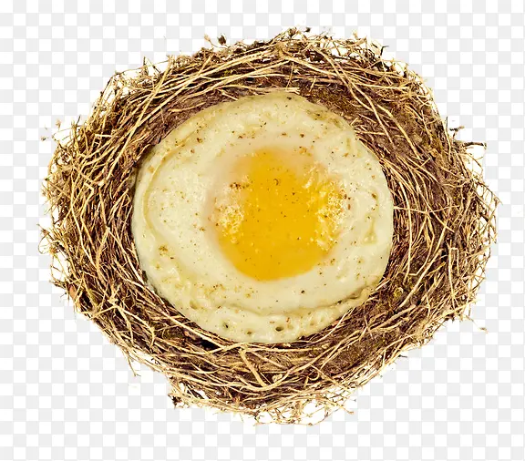 创意鸟巢中的煎鸡蛋