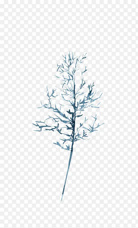 蓝色水彩树枝