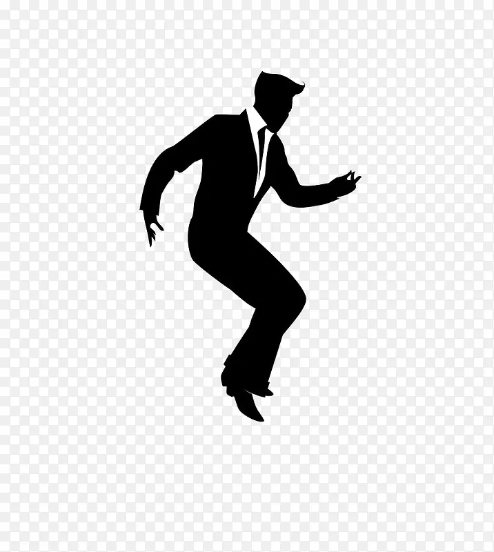 穿西装跳踢踏舞的男人黑白插图
