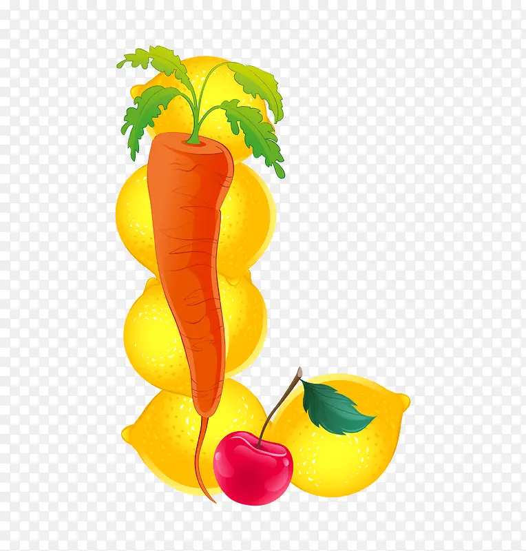创意卡通装饰英文水果蔬菜艺术字