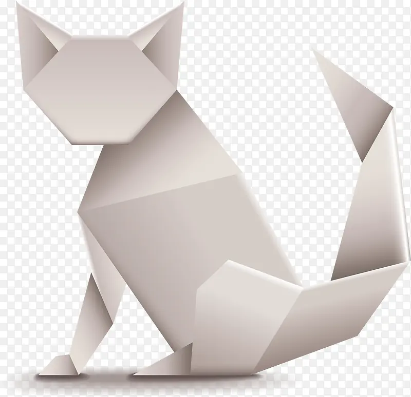 矢量手绘折纸小猫