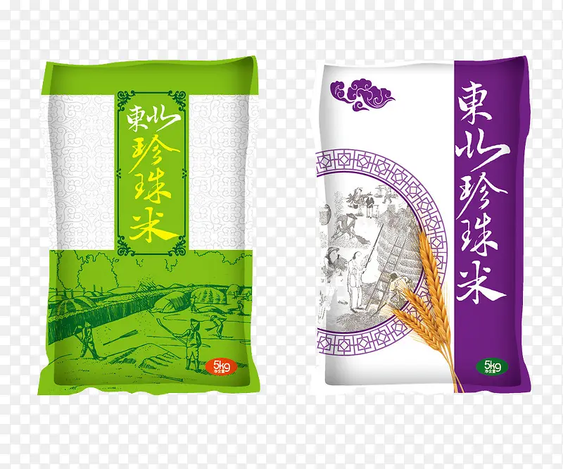 绿色蓝色珍珠米包装设计效果图