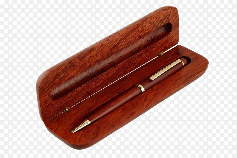 圆珠笔和木质笔盒